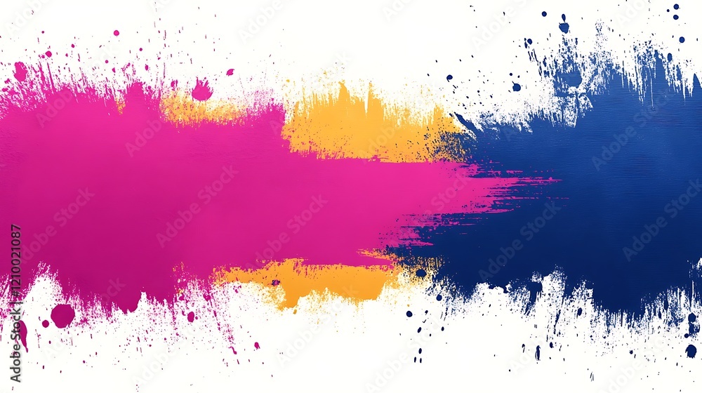 Obraz premium Vibrant Color Explosion: A dynamic abstract image featuring bold strokes of magenta, gold, and navy blue, creating a visually striking and energetic composition.