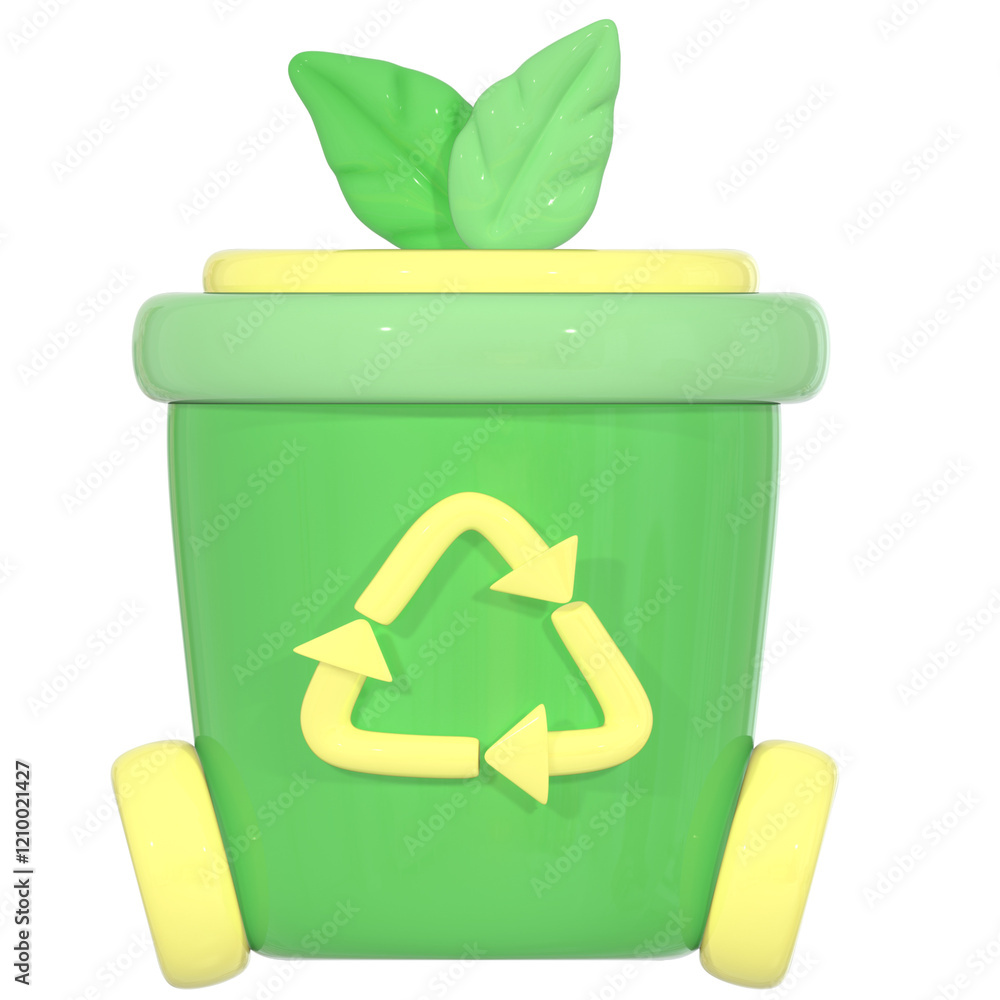 3D Illustration of Eco-Friendly Recycling Bin 3D Illustration of Eco-Friendly Recycling Bin