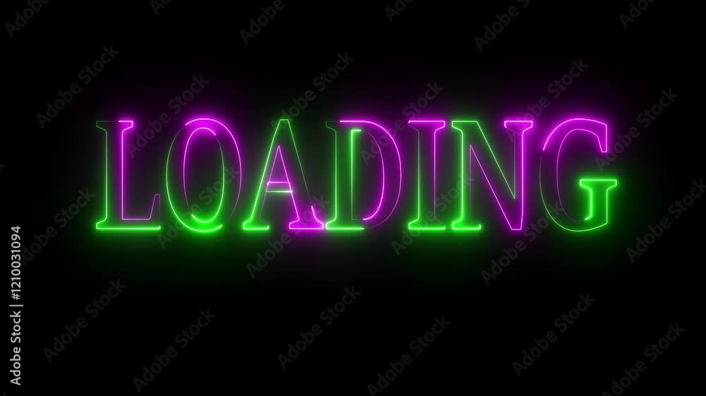 Loading text Neon glowing animation on black background. Loading Neon Letters on a Black Background Loading text Neon glowing animation on black background. Loading Neon Letters on a Black Background