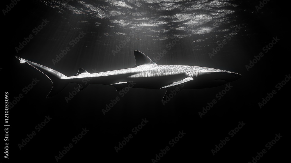 custom made wallpaper toronto digitalShark underwater ocean monochrome sun rays background wildlife photography