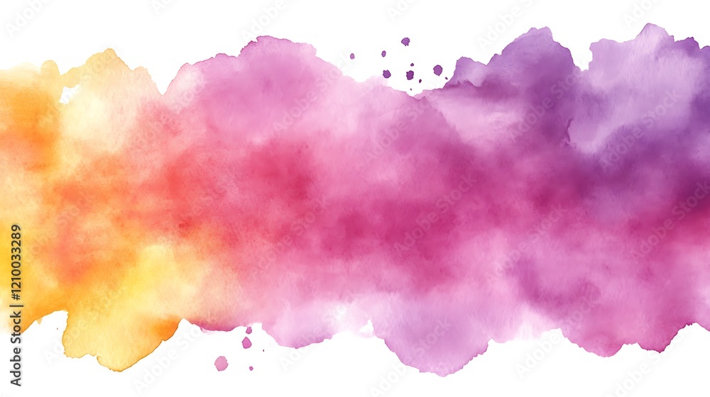 Obraz premium Abstract Watercolor Wash: Vibrant hues of yellow, orange, and purple blend seamlessly in this watercolor wash, creating a dreamy and ethereal effect.