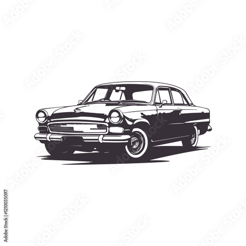 Set of Vintage Retro Cars. Vector silhouettes isolated on white.