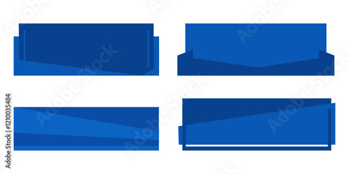 Set of blue headline signs isolated on white background vector.