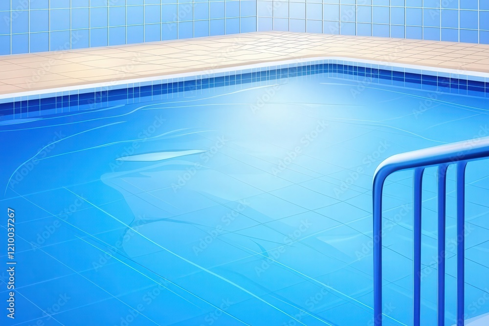 Fototapeta premium A serene indoor swimming pool with clear blue water and tiled walls, creating a peaceful atmosphere for relaxation.