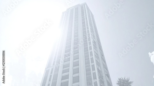 Skyscraper, city, sunlight, hazy, low angle, architectural, modern, design, urban, background