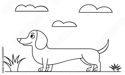 Dachshund dog, coloring page for kids, vector illustration