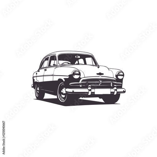 Set of Vintage Retro Cars. Vector silhouettes isolated on white.