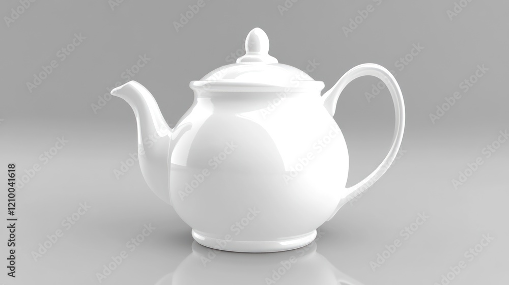White teapot studio shot, ceramic, kitchenware, neutral background, website design White teapot studio shot, ceramic, kitchenware, neutral background, website design