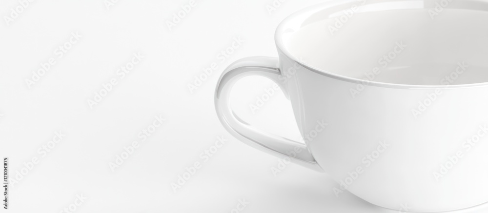 White cup, empty, on white background, minimalist, for website White cup, empty, on white background, minimalist, for website