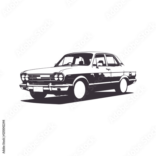 Set of Vintage Retro Cars. Vector silhouettes isolated on white.