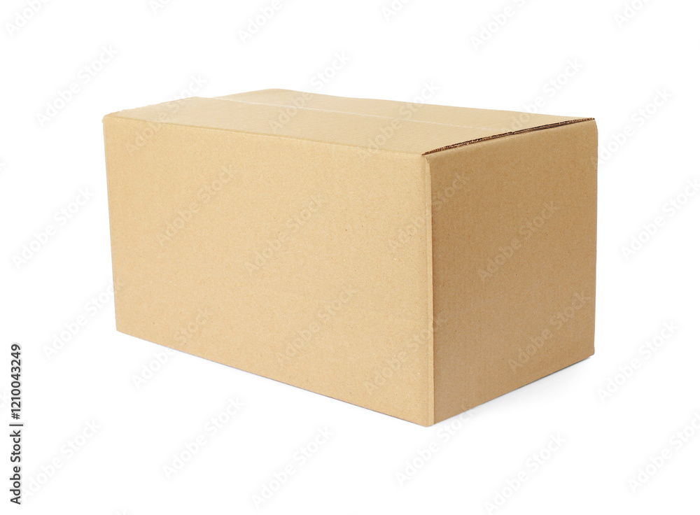 One cardboard parcel box isolated on white One cardboard parcel box isolated on white