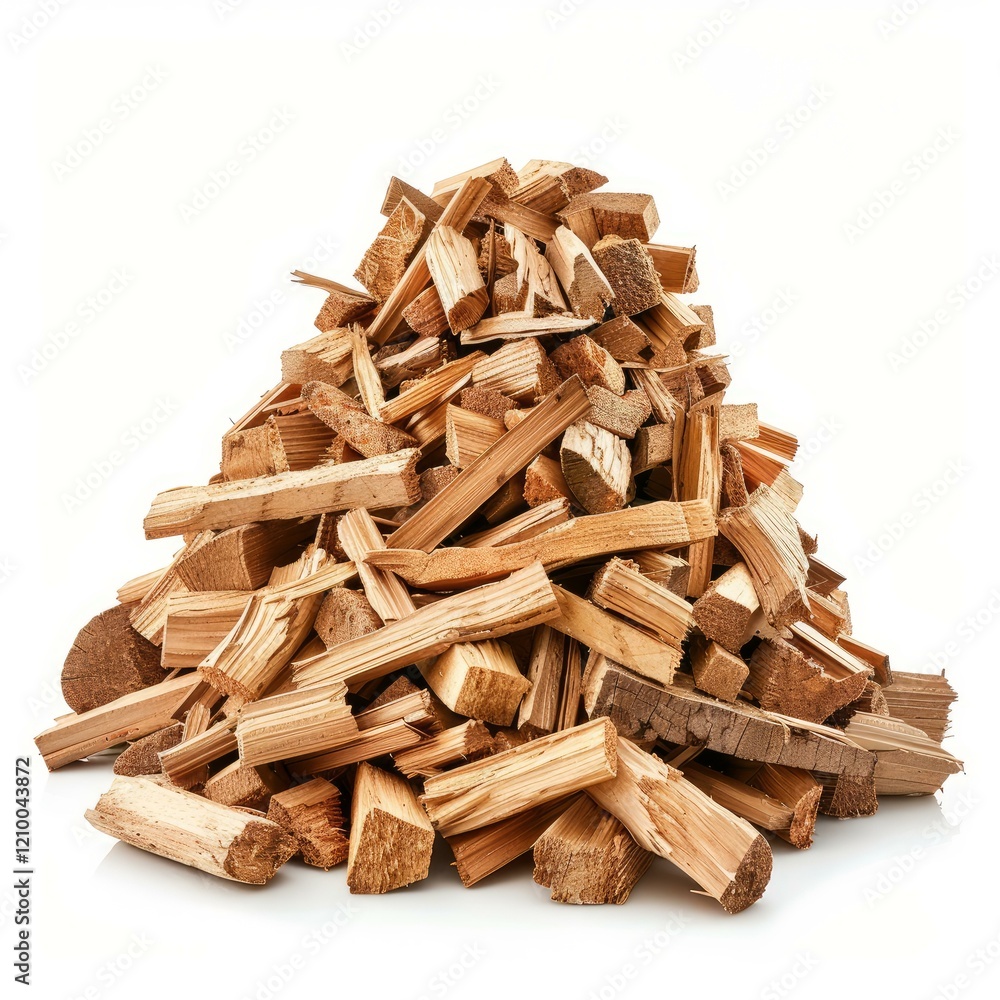 Firewood forming a pyramid shape, isolated on a white background, ready for winter Firewood forming a pyramid shape, isolated on a white background, ready for winter