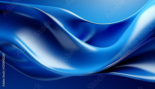 Futuristic abstract 3D design featuring sleek, flowing blue curves with a glossy reflective surface, showcasing a vibrant, modern, and elegant aesthetic for digital art, wallpapers, and creative inspi