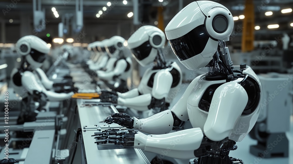 Fototapeta premium Factory Robots Automate Assembly Line Production