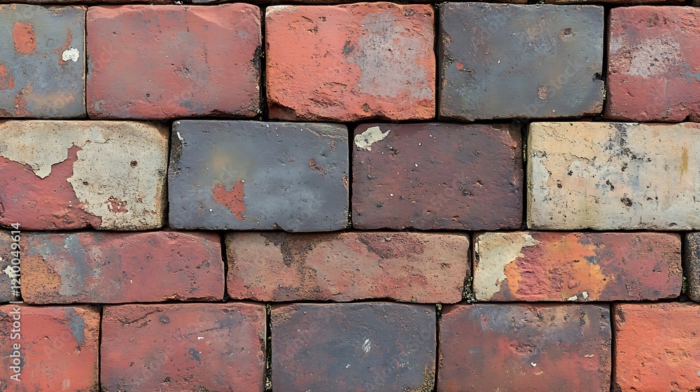 Reclaimed Brick Wall Texture: A close-up shot reveals the rich textures and varied colors of an old reclaimed brick wall. The bricks display a beautiful patina of age, with shades of red, brown. Reclaimed Brick Wall Texture: A close-up shot reveals the rich textures and varied colors of an old reclaimed brick wall. The bricks display a beautiful patina of age, with shades of red, brown.