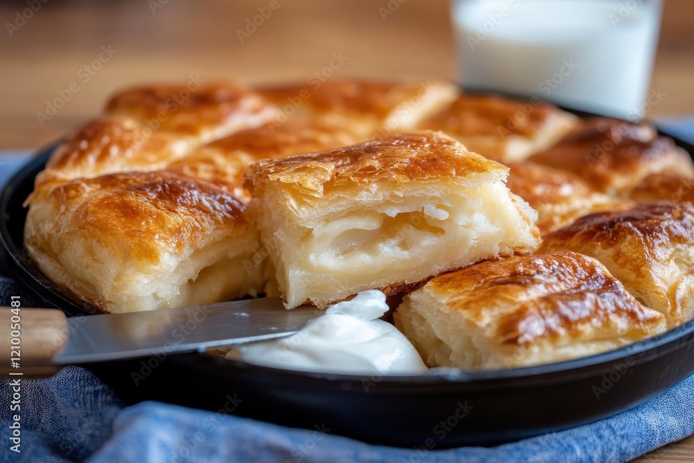 An enticing image of warm pastry cut to show its creamy filling, inviting viewers to savor its taste and artistic presentation for gourmet dining or casual snacks. An enticing image of warm pastry cut to show its creamy filling, inviting viewers to savor its taste and artistic presentation for gourmet dining or casual snacks.
