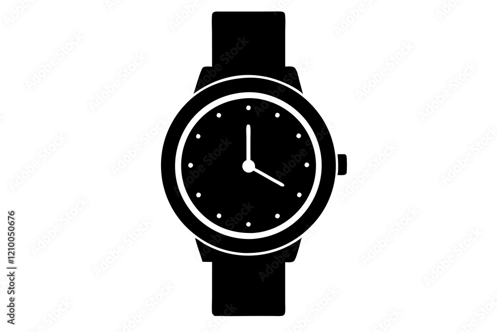 classic hand watch icon silhouette vector classic hand watch icon silhouette vector