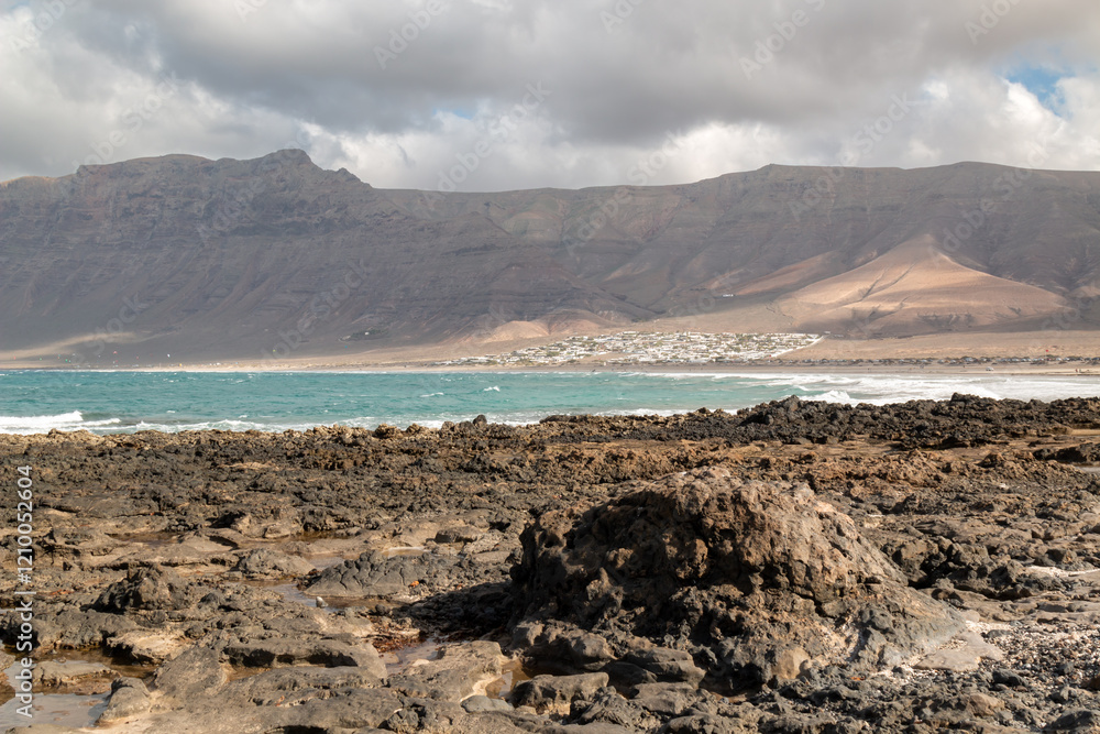 Coast of Atlantic ocean, Famara, Lanzarote Coast of Atlantic ocean, Famara, Lanzarote