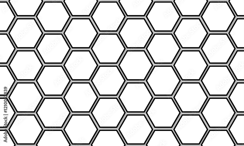 Abstract white hexagon with black line background. Vector Illustration. Hexagon concept design abstract technology background. 3D Futuristic abstract honeycomb mosaic white background. Abstract white hexagon with black line background. Vector Illustration. Hexagon concept design abstract technology background. 3D Futuristic abstract honeycomb mosaic white background.