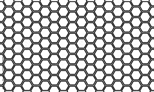 Abstract white hexagon with black line background. Vector Illustration. Hexagon concept design abstract technology background.  3D Futuristic abstract honeycomb mosaic white background. 