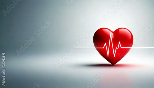 Wallpaper Mural American Heart Month awareness banner showcasing a 3D heart with a lifeline running across it, emphasizing the importance of heart health and raising awareness about cardiovascular diseases Torontodigital.ca