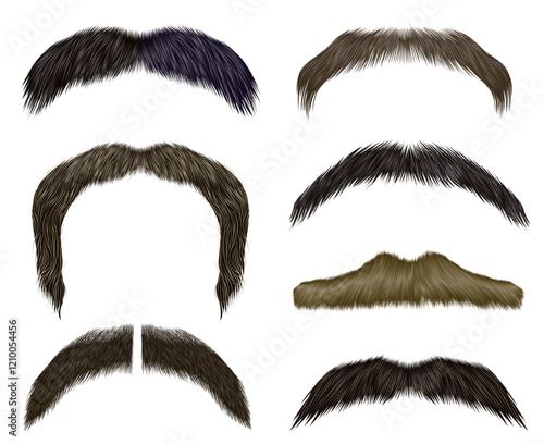  set vector mustache different colors.