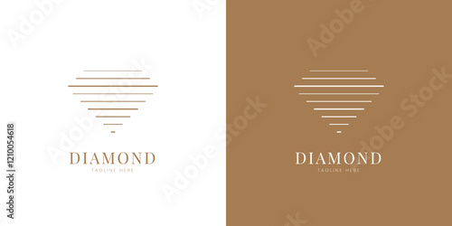 Minimal diamond logo design. Diamond business icon for website and app. Diamond gems sign and symbols. Diamond Jewelry logo design with minimalist stylish line art concept.
