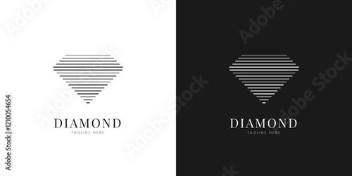 Minimal diamond logo design. Diamond business icon for website and app. Diamond gems sign and symbols. Diamond Jewelry logo design with minimalist stylish line art concept.
