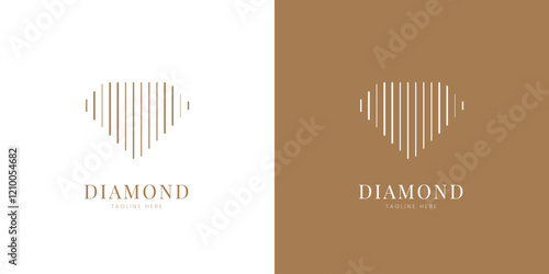Minimal diamond logo design. Diamond business icon for website and app. Diamond gems sign and symbols. Diamond Jewelry logo design with minimalist stylish line art concept.
