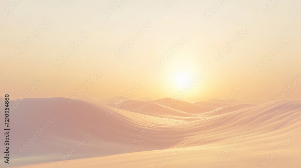 Soft pastel amber and peach haze blankets rolling hills during sunrise in a serene landscape Soft pastel amber and peach haze blankets rolling hills during sunrise in a serene landscape