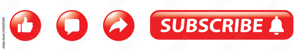 Social media icons set: like, thumbs up, comment, share, subscribe. 1 - Vector Illustration Social media icons set: like, thumbs up, comment, share, subscribe. 1 - Vector Illustration