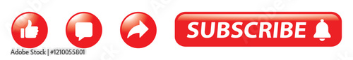 Obraz na płótnie Social media icons set: like, thumbs up, comment, share, subscribe. 1 - Vector Illustration w salonie