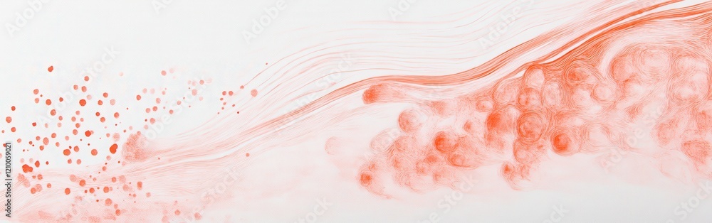 Fototapeta premium Layered pencil strokes creating soft pastel coral patterns in an abstract design on a light background