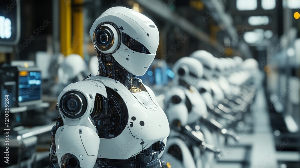 Fototapeta premium Advanced Robotic Assembly Line Futuristic Technology