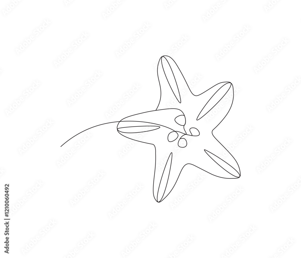 Continuous one line drawing of starfish. Starfish symbol of resilience and hope. Single line drawing illustration of starfish. Concept vector art. Doodle line illustration. Continuous one line drawing of starfish. Starfish symbol of resilience and hope. Single line drawing illustration of starfish. Concept vector art. Doodle line illustration.