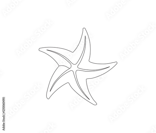 Continuous one line drawing of starfish. Starfish symbol of resilience and hope. Single line drawing illustration of starfish. Concept vector art. Doodle line illustration.