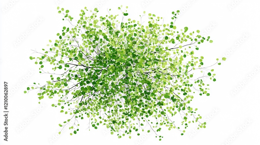 Obraz premium Top View Real Birch Tree Foliage Wide Angle Centered Image