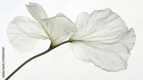 Delicate white flower petals, studio shot, minimalist background, botanical illustration