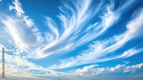 A heart-shaped cloud formation in a vibrant blue sky with soft, fluffy white clouds. photo