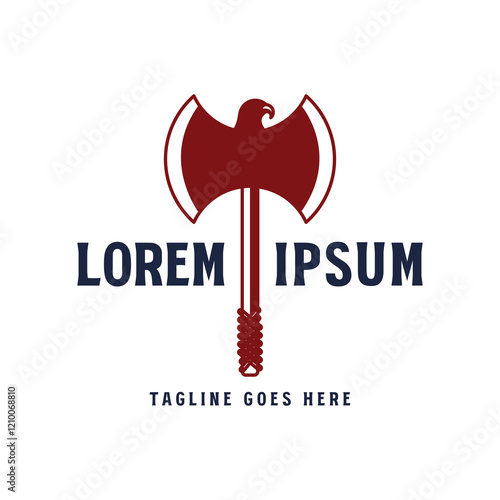 Vintage Retro Eagle Hawk Falcon Ax Axe Logo Design