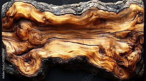 Wallpaper Mural Rustic Olive Wood Serving Board: A stunning natural olive wood serving board with beautiful grain patterns and rich warm tones, showcasing the unique artistry of nature. Perfect for serving cheese. Torontodigital.ca