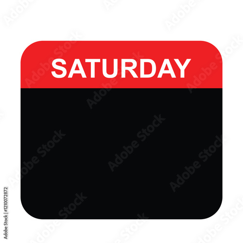 Saturday black calendar web button. Saturday calendar on a red and black background. weekly calendar web buttons. vector illustration