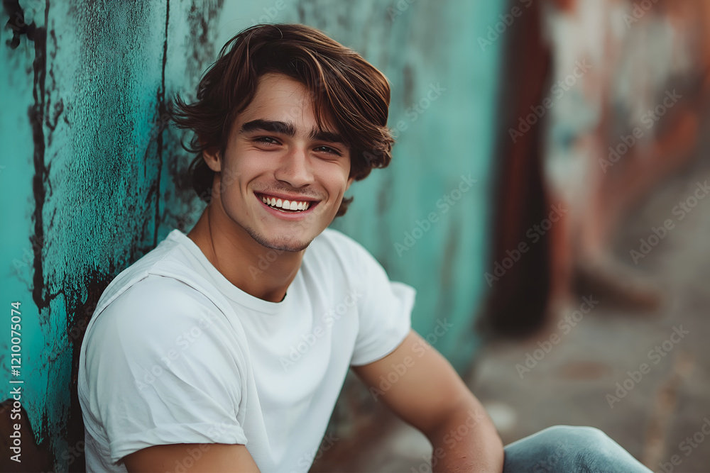 Fototapeta premium Smiling young casual man posing