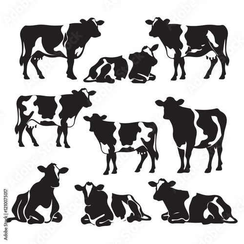 jersey cow vector black silhouette vector illustration white background