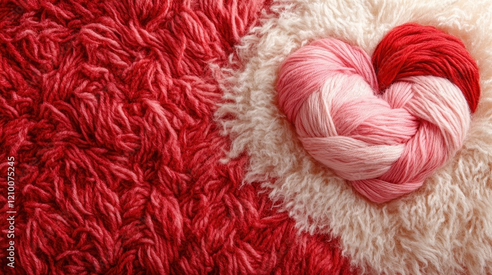 Heart-Shaped Yarn in Red, Pink, and White Hues for Crafts