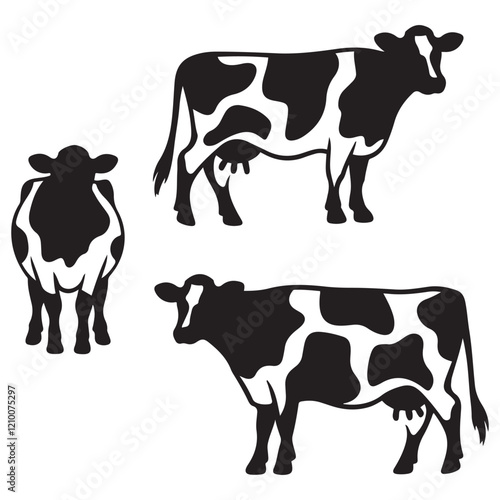 jersey cow vector black silhouette vector illustration white background