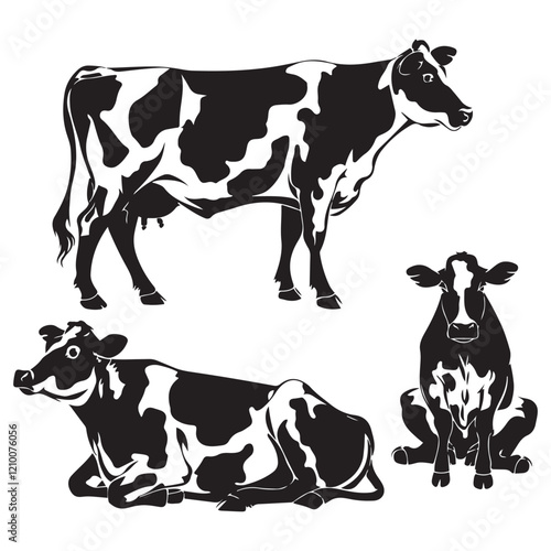 jersey cow vector black silhouette vector illustration white background