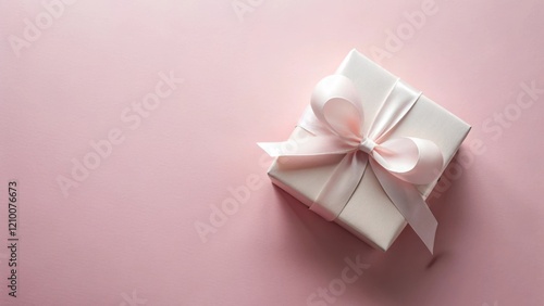 Wallpaper Mural Elegant cream gift box with delicate pink ribbon on a soft pink background, perfect for a celebratory occasion Torontodigital.ca