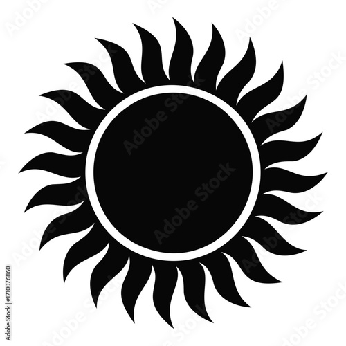 High-Quality Black Sun Icon Silhouette vector illustration on a transparent background