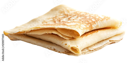 Stack of crepes on white background